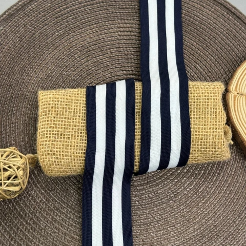 Лампас трикотажный Спорт 4 см (1 м), білий+синій