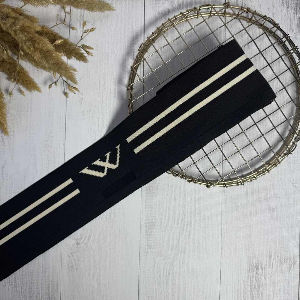 Трикотажный пояс довяз Декор W (8,5 см*90 см), чорний+молочний