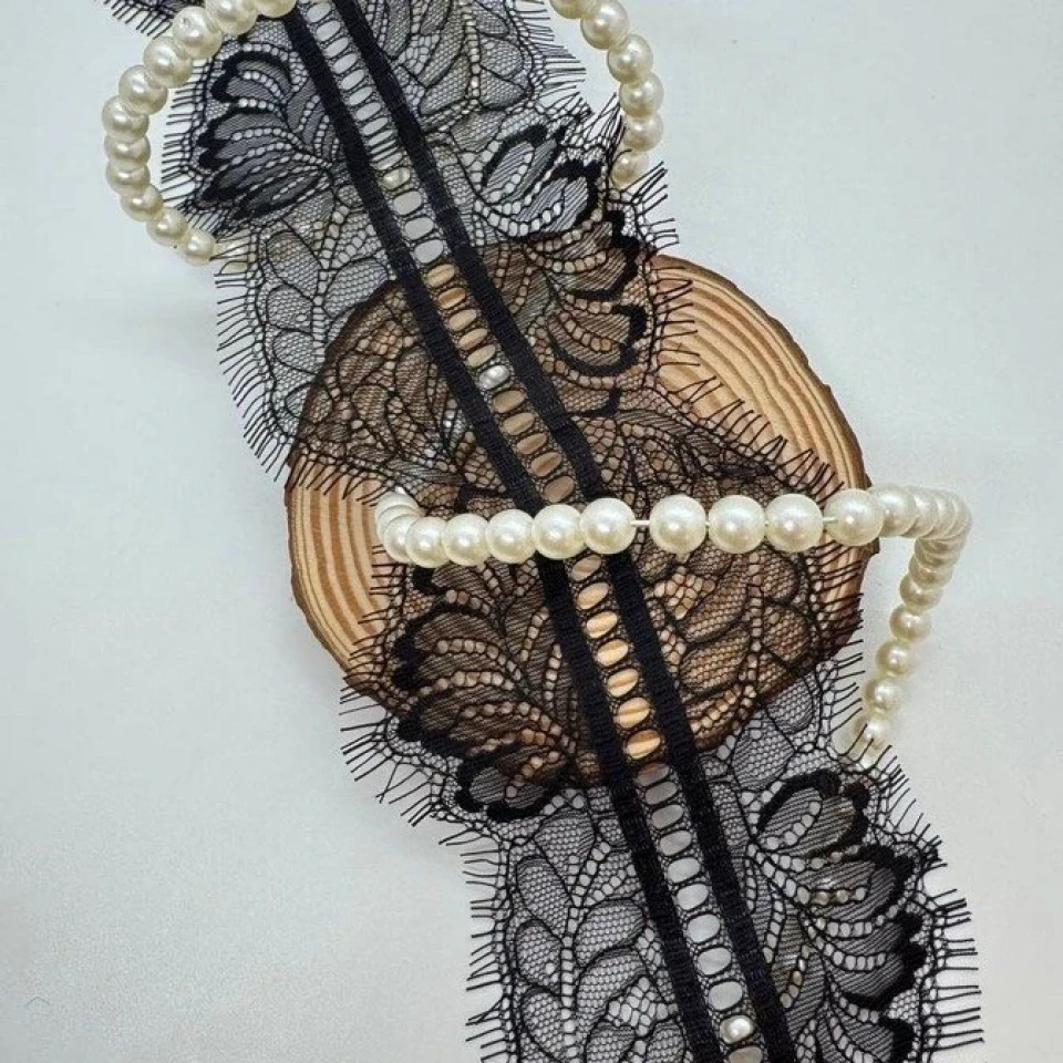 Мереживо французьке «Танок світла»10 см. (купон 3 м.), чорний