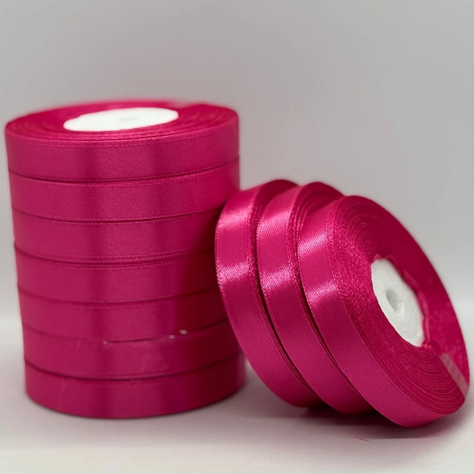 Атласная лента 1.2 см (33 м.), 130 горячо-рожевий