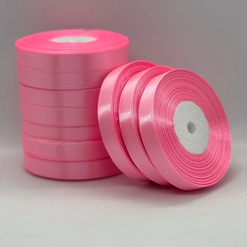 Атласная лента 1.2 см (33 м.), 147 китайський рожевий