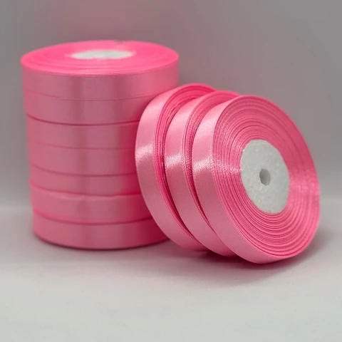 Атласная лента 1.2 см (33 м.), 147 китайський рожевий