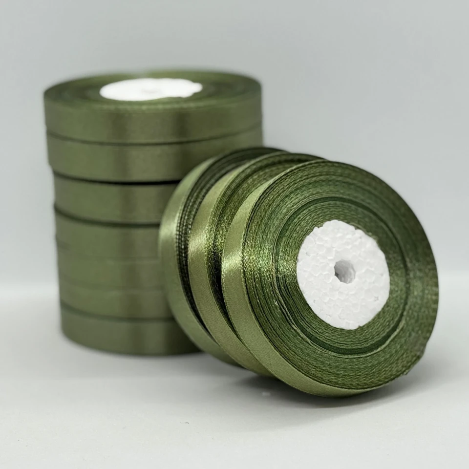 Атласна стрічка 1.2 см (33 м.), 183 хакі