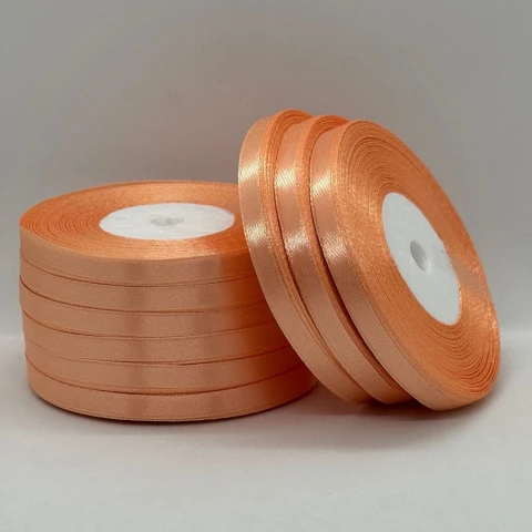 Атласная лента 0.6 см (33 м.), 124 темний персиковий