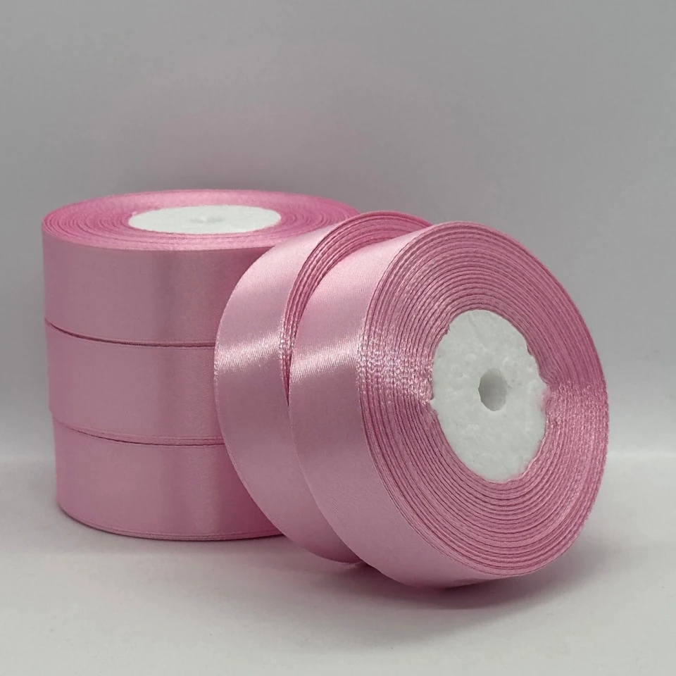 Атласная лента 2,5 см (33 м.), 93 світло рожевий