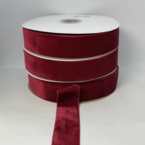 Бархатная лента 3.8 см (25 ярдов/22,75 м.), 31 світлий бордовий