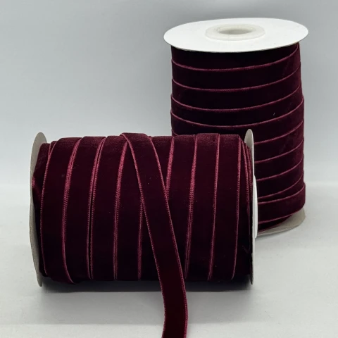 Бархатная лента 1 см (25 ярдов/22,75 м.), 44 гранатовий