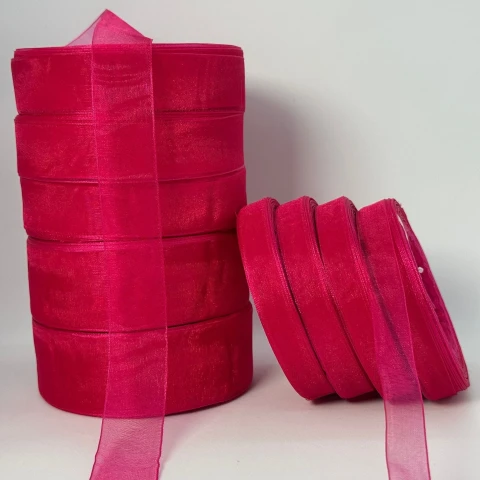 Стрічка органза 1,25 см (45 м.), 1028 малиновий