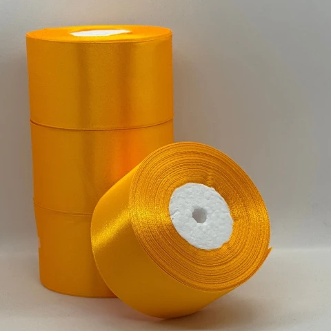 Атласная лента 5 см (33 м.), 17 жовтий янтарний