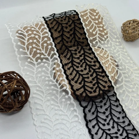Мереживо органза«Дихання весни» 7 см (1 м.), чорний