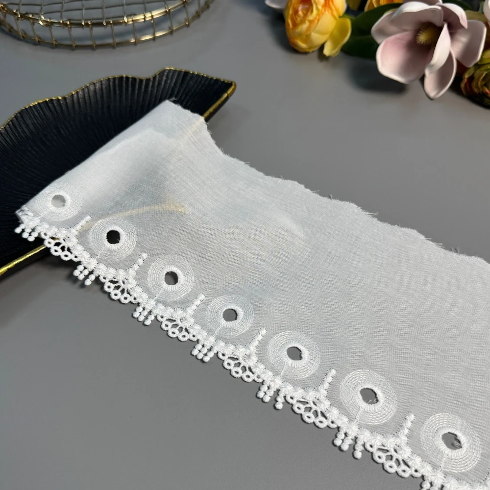 3D Кружево прошва Цветок Амброзия 15 cм.(1 метр), натуральний