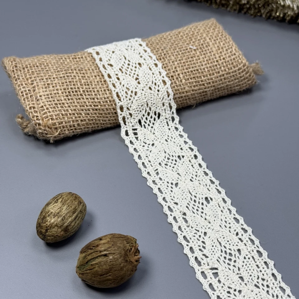 Мереживо макраме "Карамельне світло" 4 см (1 м.), бежевий