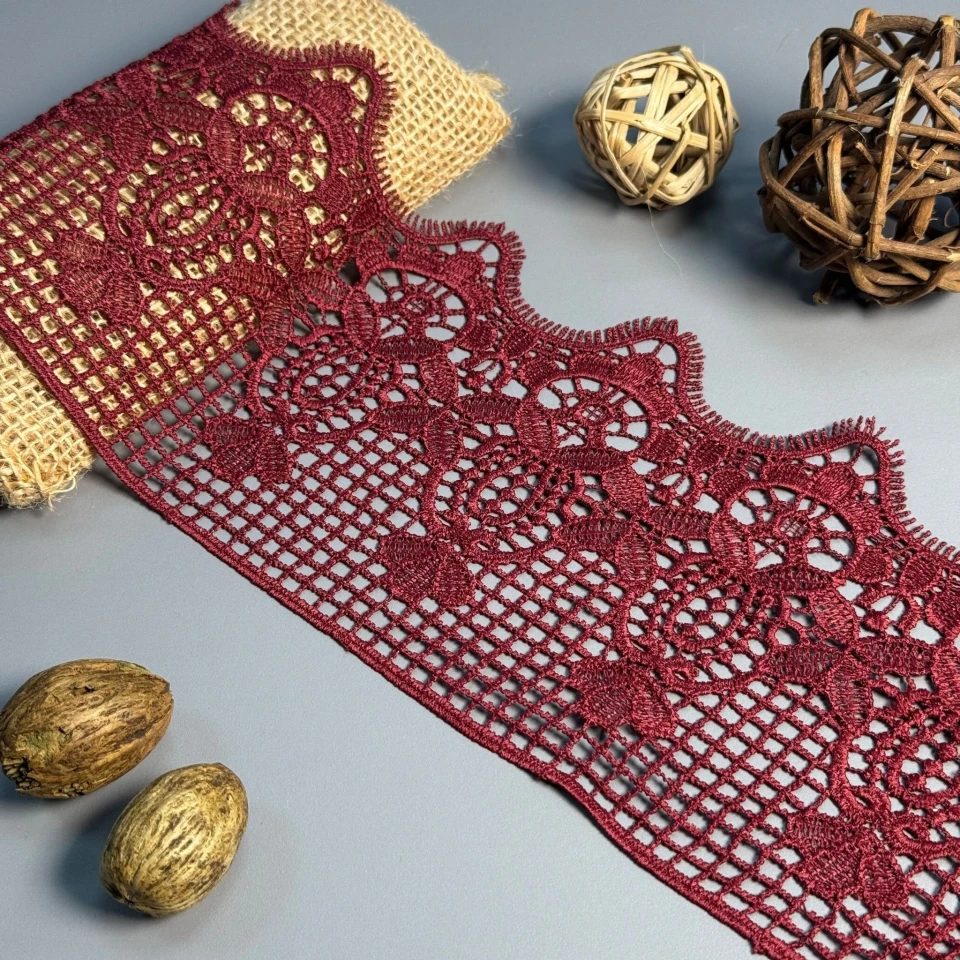 Мереживо поліестер "Ніжний подих" 11,5 см.(1 м.), бордовий
