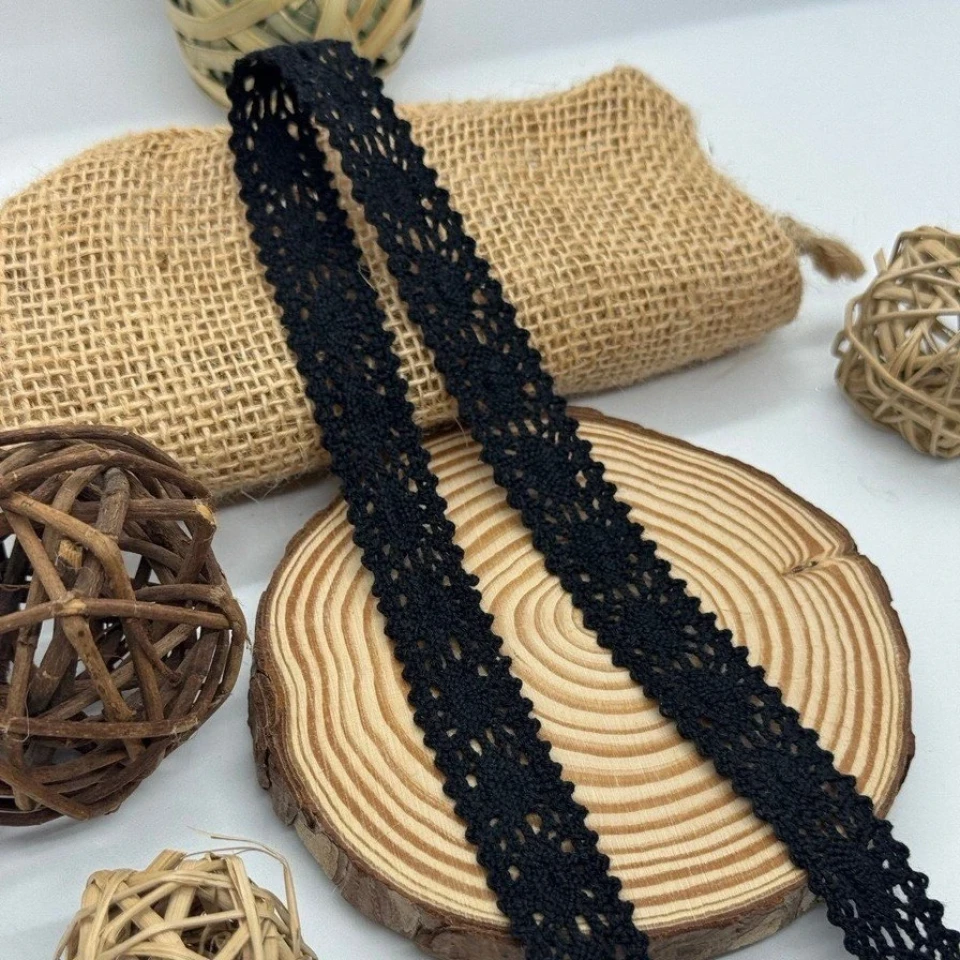 Кружевное макраме "Шелковая паутинка" 2,5 см.(1 м.), чорний