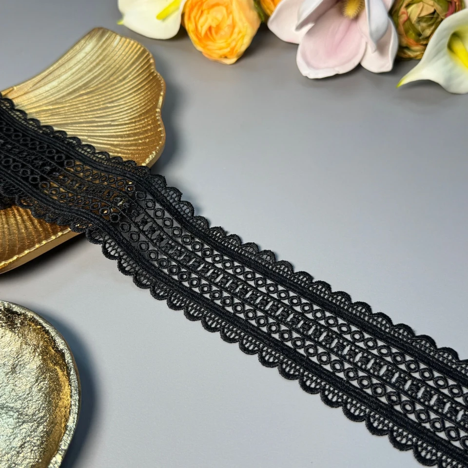 Гипюр полиэстер BB"Жемчужная вуаль" 5 см.(1 м.), чорний