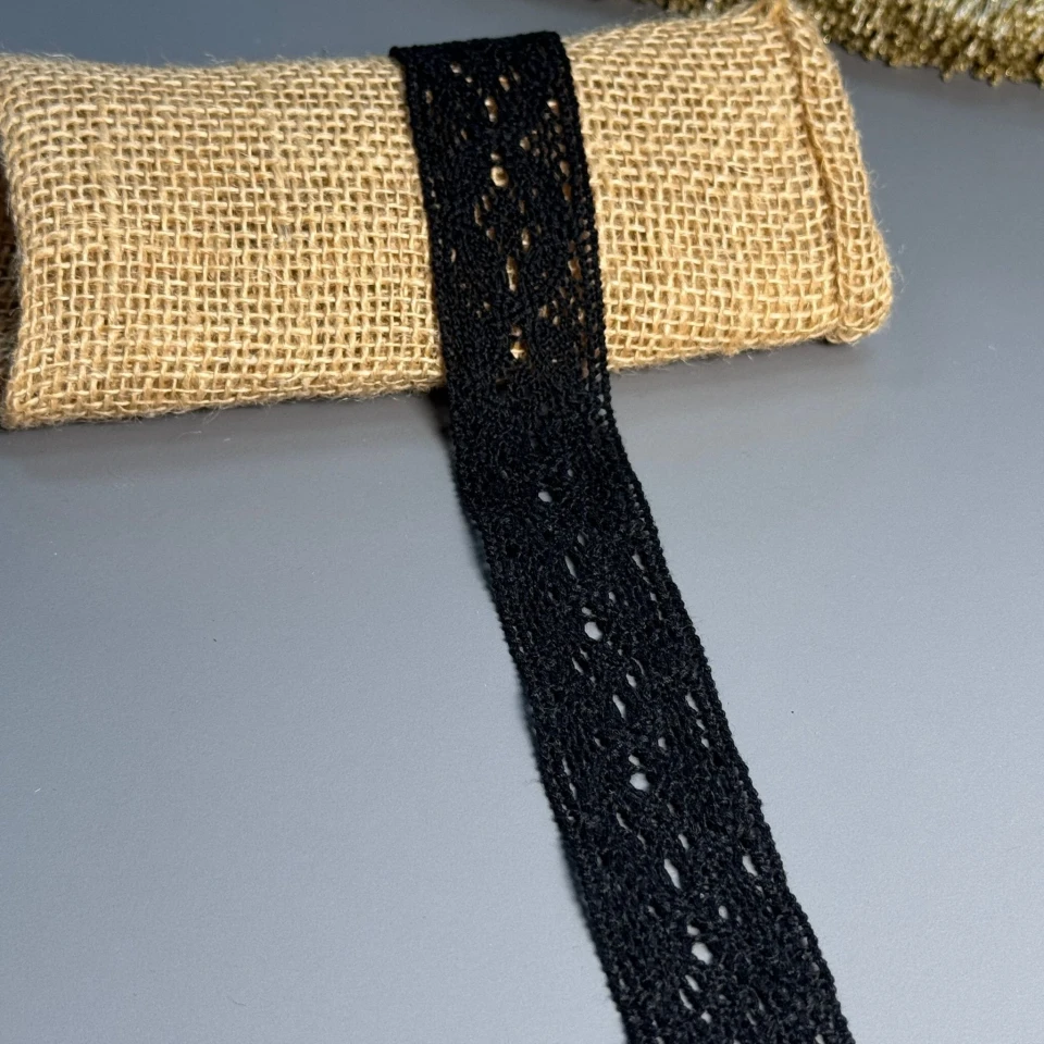 Макраме кружево "Белый оберег" 3 см (1 м.), чорний