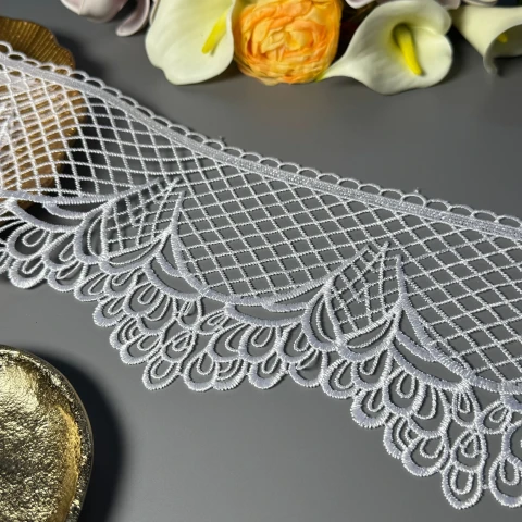 Гипюр полиэстер ВВ"Модная симфония" 15 см.(1 м.), теплий білий