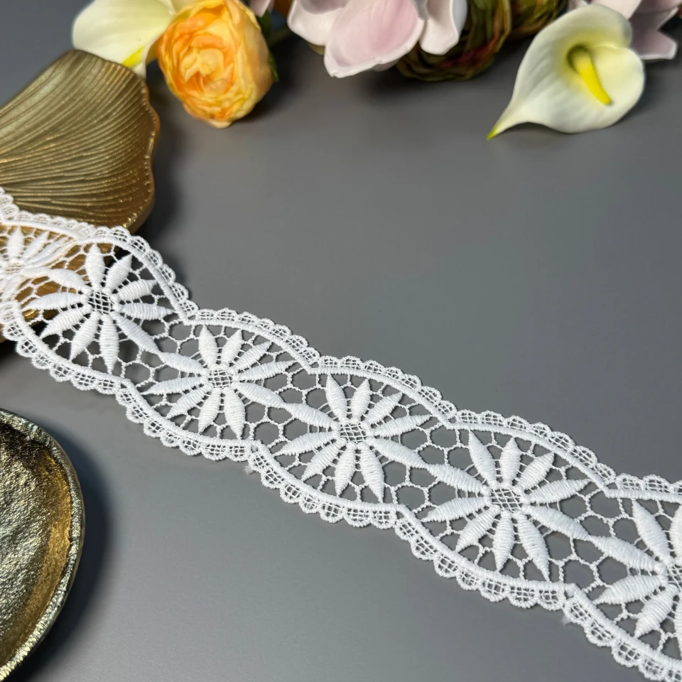 Кружево полиэстер ВВ"Шёлковая вуаль"6см.(1 м.), теплий білий