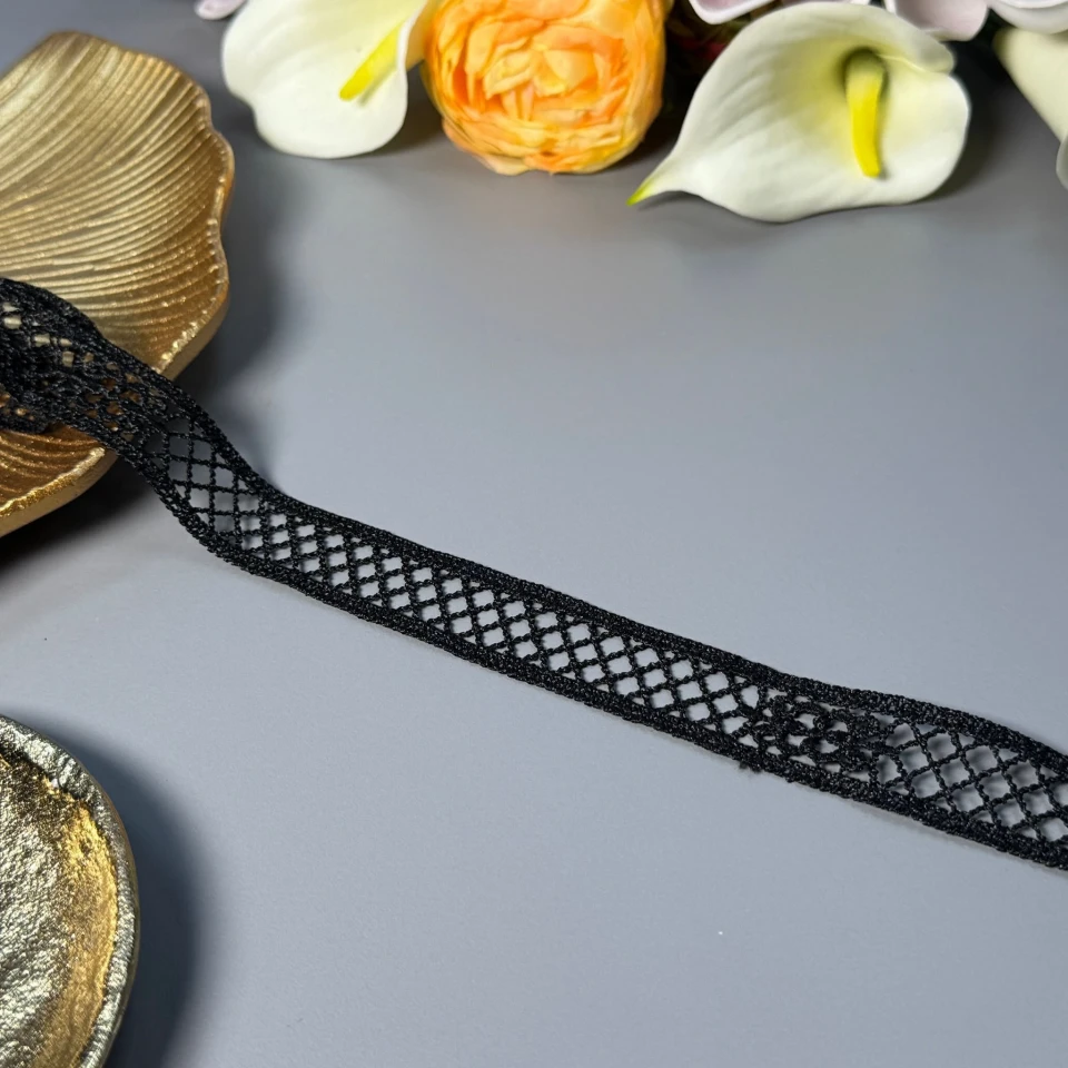 Кружево полиэстер ВВ"Элегантная классика" 2,5 см.(1 м.), чорний