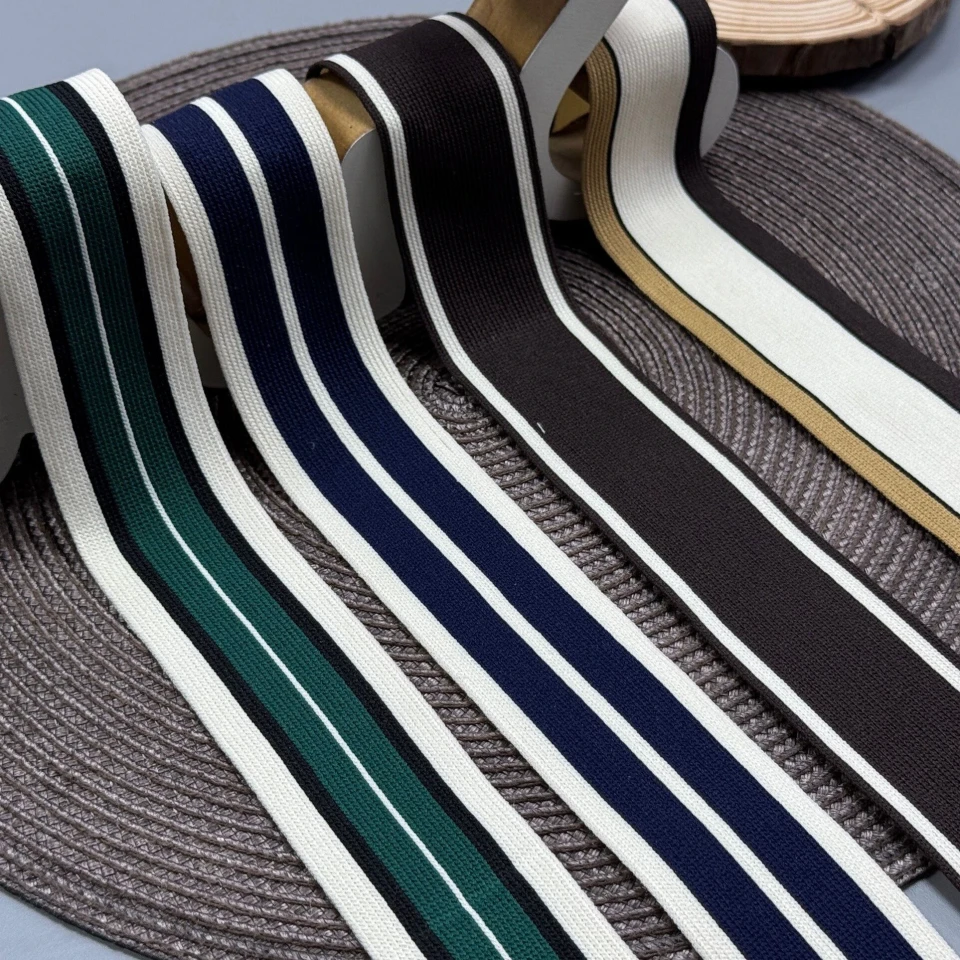 Трикотажный лампас Декор 4 см (1 м), бежевий+білий+чорний