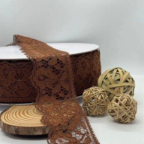 Кружево полиэстер цветное «Цветок соблазна» 6 см (1 м.), 13 коричневий