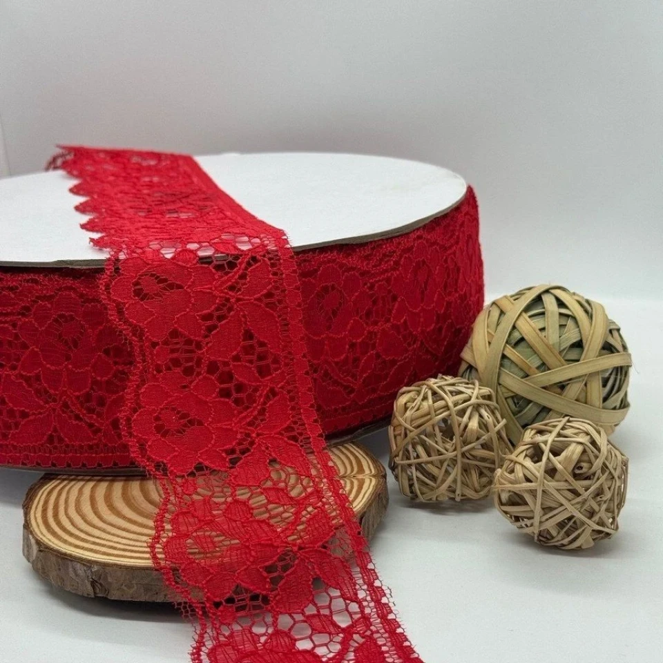 Кружево полиэстер цветное «Цветок соблазна» 6 см (1 м.), 32 червоний