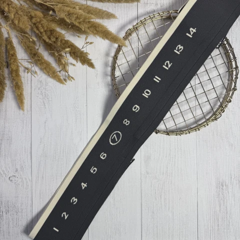 Трикотажный пояс довяз цифры 0-14 (8.5см*90 см), темний сірий