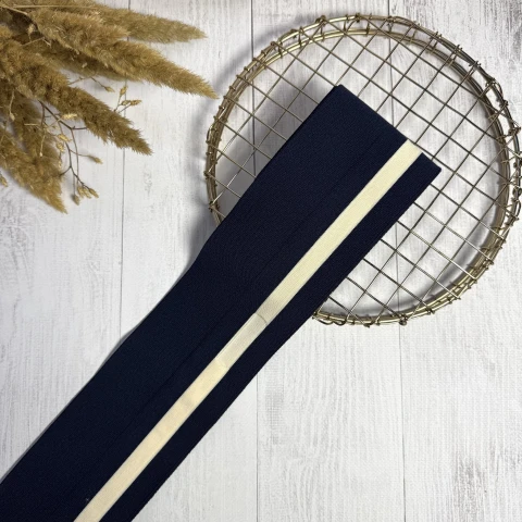 Трикотажный пояс довяз Стиль (8.5см*90 см), синій+молочний