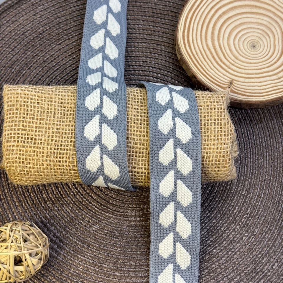 Лампас трикотажный Сердечки 3.5 см (1 м), C:5 світло сірий