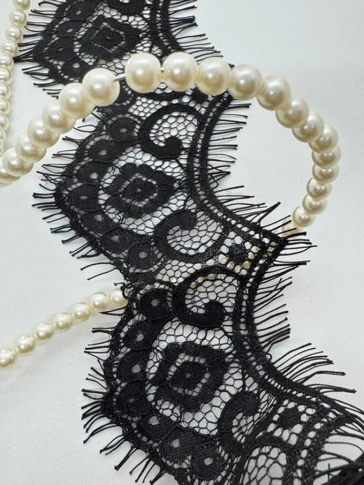 Кружево французское «Ромашковый день» 11 см. (купон 3 м.), чорний