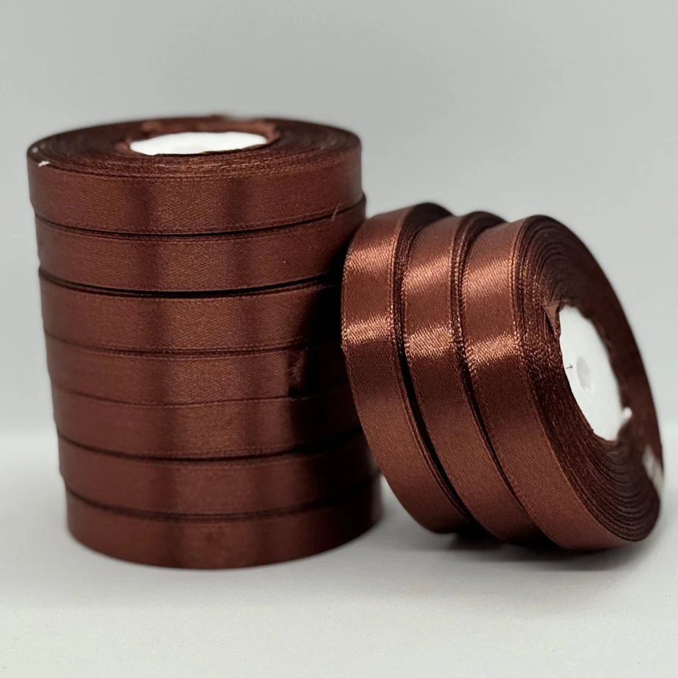 Атласная лента 1.2 см (33 м.), 70 шоколад