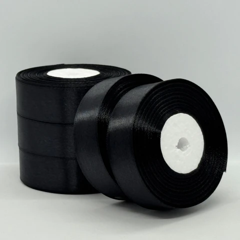 Атласная лента 2,5 см (33 м.), чорний