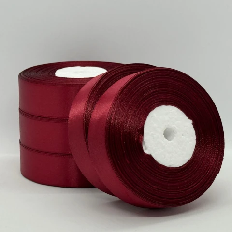 Атласная лента 2,5 см (33 м.), 37 темний бордовий
