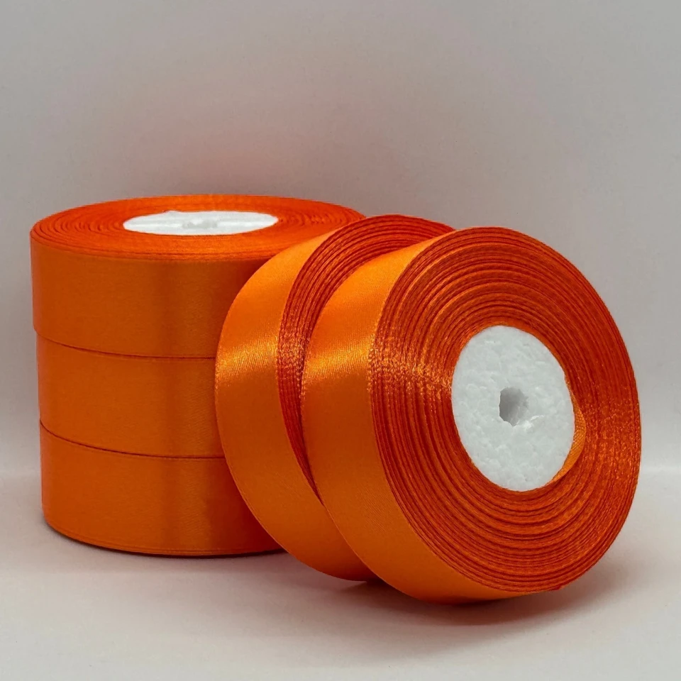 Атласная лента 2,5 см (33 м.), 144 сигнально-помаранчевий
