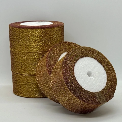 Лента парчевая 4 см (25 ярдов/22,75 м.), 48 бордовий + золото