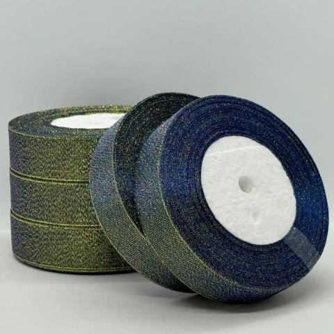 Тасьма парчева 2,5 см (25 ярдів/22,75 м.), 40 сосновий + золото