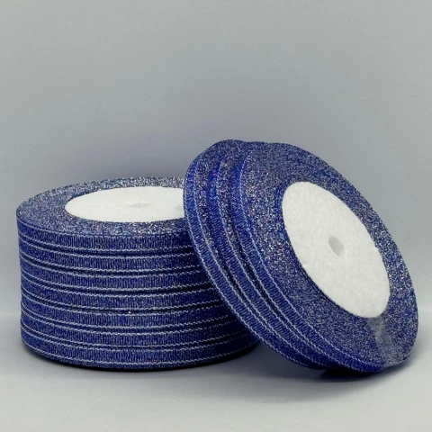 Тасьма парчева 0,6 см (25 ярдів/22,75 м.), 121 електрик + срібло