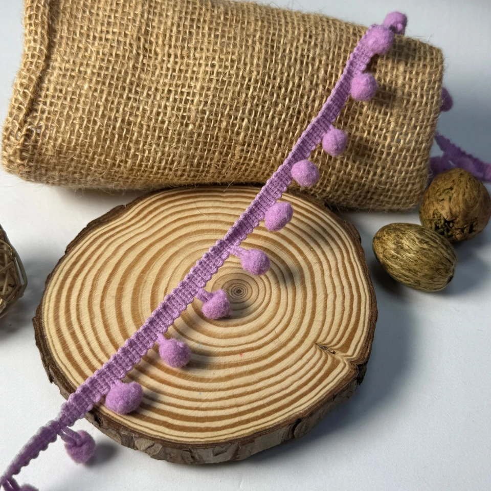 Тесьма с помпонами (20 ярдов/18,28 м.), 125 бузковий