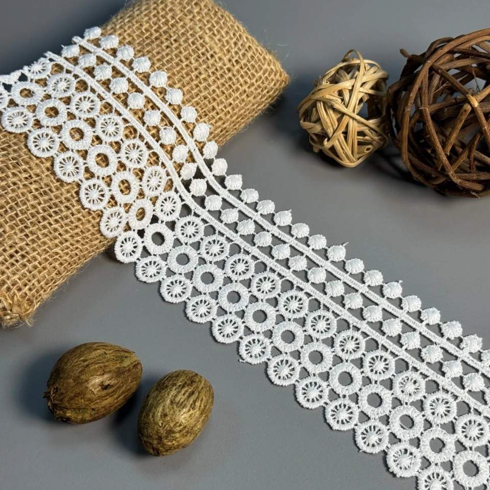 Кружево полиэстер "Белый туман" 6 см.(1 м.), молочний