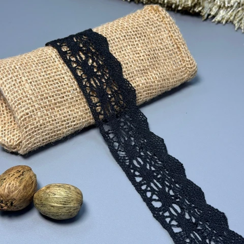Мереживо макраме "Тиша ранку" 4 см (1 м.), чорний