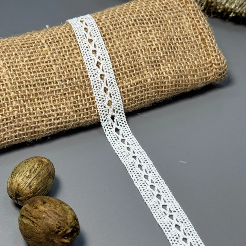 Кружевной макраме "Солнечная искорка" 1,5 см (1 м.), молочний