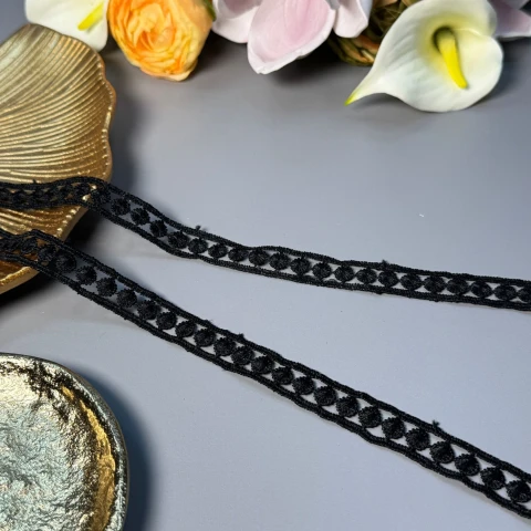 Кружево полиэстер ВВ"Молочный танец" 1,5 см.(1 м.), чорний