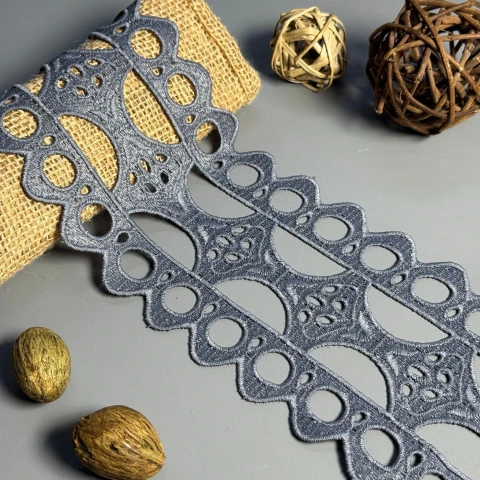 Мереживо поліестер "Перлинна хвиля" 10 см.(1 м.), сірий (19 метрів)