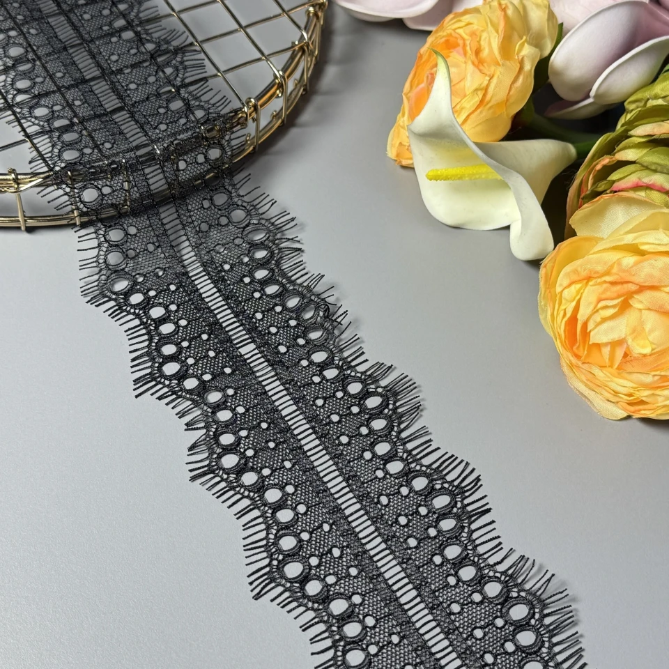 Мереживо французьке «Магія спокою» 7 см (купон 3 м.), J73002 чорний 7 см.