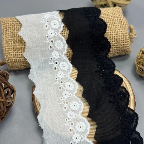 Кружево прошва "Тайна лепестка" 5,5 см (1 м.), чорний