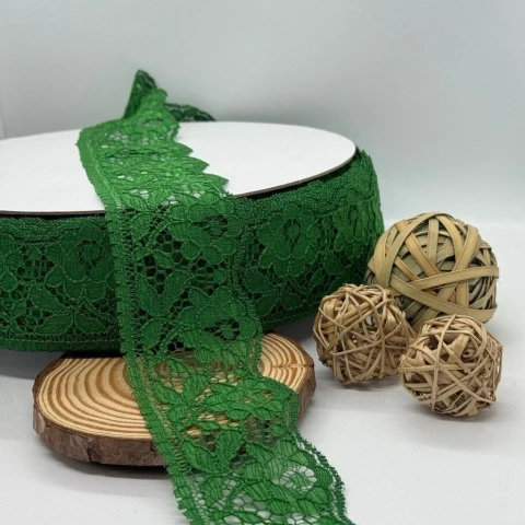 Кружево полиэстер цветное «Цветок соблазна» 6 см (1 м.), 40 зелений