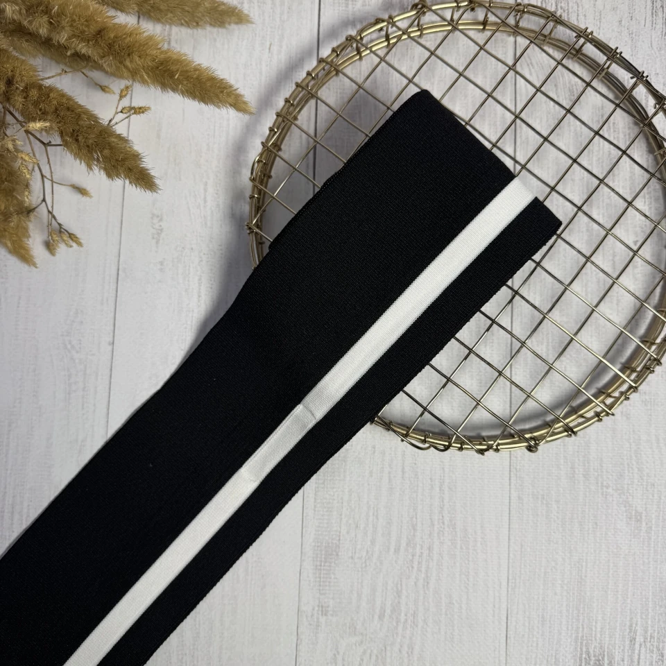 Трикотажный пояс довяз Стиль (8.5см*90 см), чорний+білий