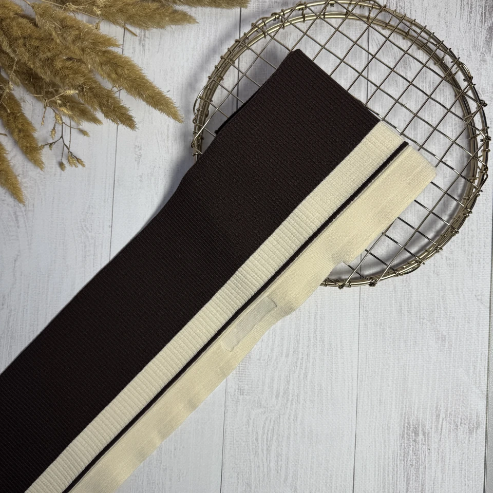 Трикотажный пояс довяз Рибана (13 см*90 см), темно коричневий