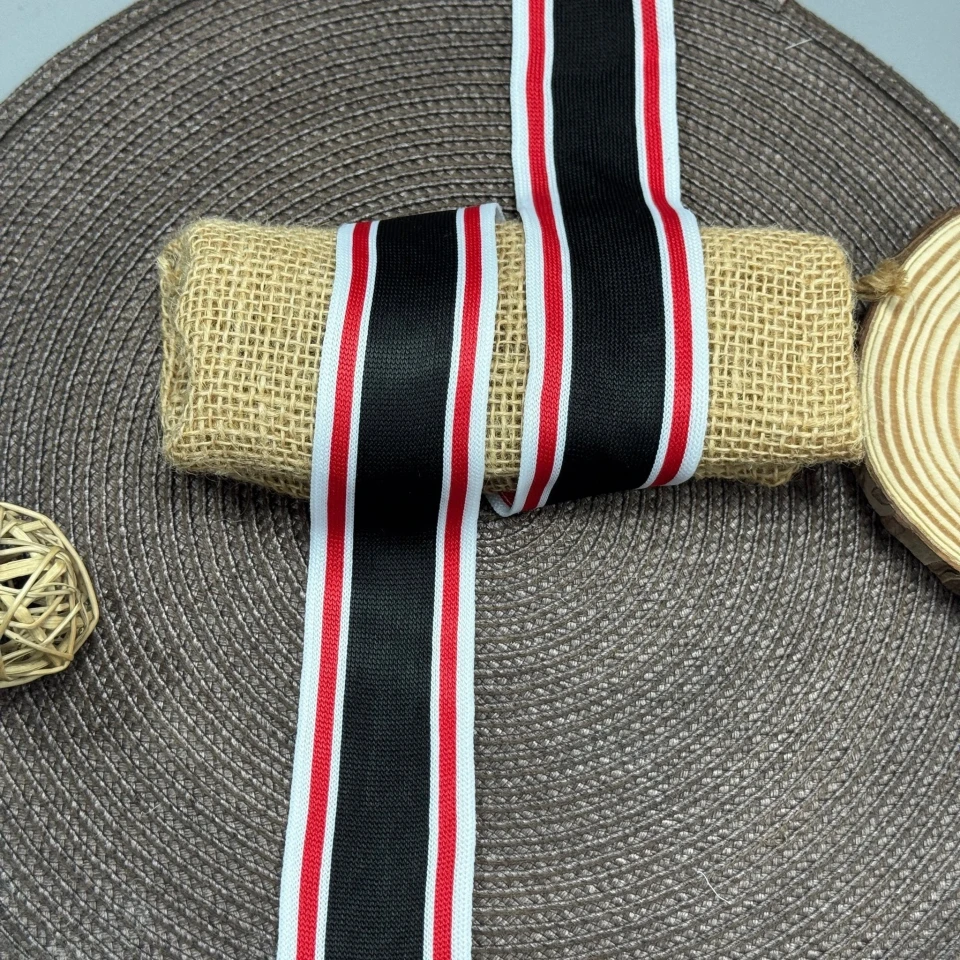 Лампас трикотажный Спорт 4 см (1 м), білий+червоний+чорний