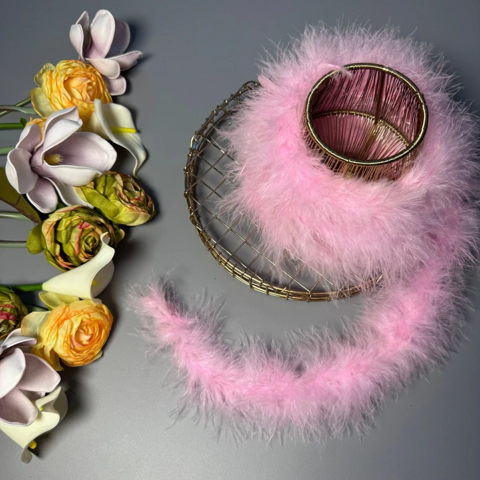 Натуральное перо боа 16 гр. (2 метра), 7 рожевий